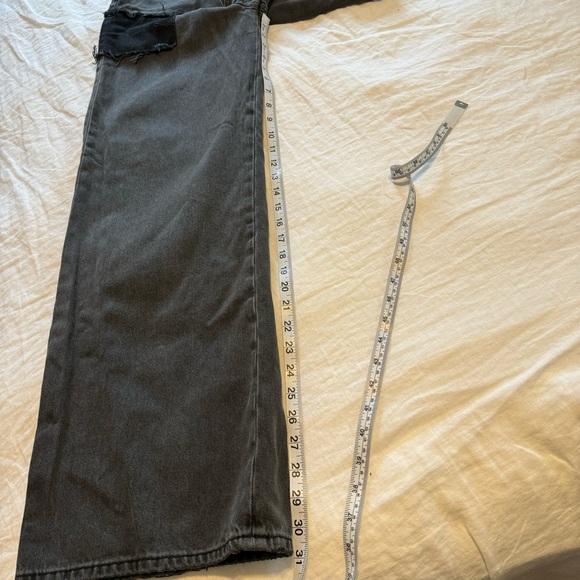 BDG Size 25W 32L Wide Leg Puddle 100% Cotton High Rise Black Patchwork Jeans - Picture 10 of 14